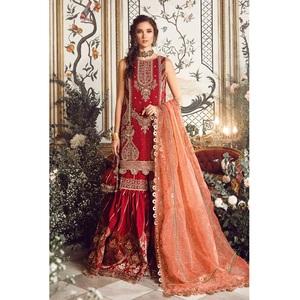 MAROON CAMISA LARGA Venta Caliente Indio Paquistaní Última Edición de Boda Espejo de seda Corbata y tinte Trabajo hecho a mano Salwar Kameez para fiestas - Product Image 4