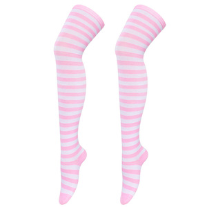 Calcetines altos hasta el muslo a rayas de talla grande personalizados para mujer Extra largos por encima de la rodilla para mujer - Product Image 2