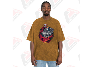 T-shirt élégant délavé à l'acide pour homme Design tendance confortable avec appliques écologiques pour l'été en velours côtelé batik denim - Product Image 4