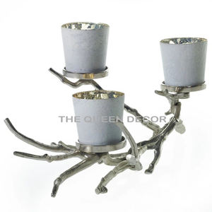 Centros de mesa accretivos Metal de aluminio forma única acabado dorado portavelas decorativo para eventos de boda decoración de iluminación - Product Image 3