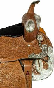 MONTURA WESTERN SHOW DE CUERO VENTA CALIENTE CON TALLA A MANO CON PRODUCTOS DE ECUESTRE DE AJUSTE CHAPADO EN PLATA A PRECIO ASEQUIBLE - Product Image 4