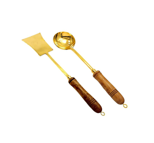 Cucharón de latón Cuchara Juego de utensilios de cocina dorados Cucharón 6 piezas Artesanías Espejo Cuchara de cocina de latón pulido - Product Image 5