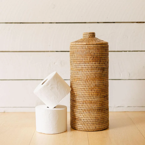 Porte-papier toilette en rotin, conteneur en rotin naturel, fait à la main, rangement de salle de bain - Product Image 3