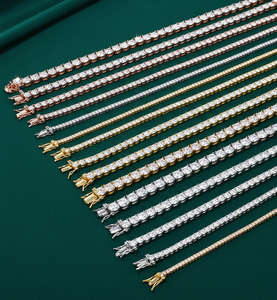 Pulsera de tenis de plata 925 chapada en oro blanco de 14K con diamantes de corte brillante de 4 mm y cuatro garras, ideal para regalo de fiesta, venta al por mayor de joyería hip-hop. - Product Image 1