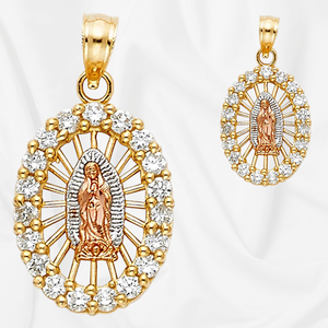 14K สามโทนสีทองชุบเพชรบริสุทธิ์ของ Guadalupe จี้เสน่ห์เครื่องประดับแฟชั่นอินเทรนด์ - Product Image 6