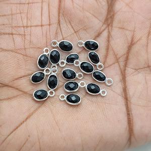 Pendentif à breloques lunette ovale en onyx noir connecteur de pierres précieuses à facettes en argent sterling 925 pour la fabrication de bijoux - Product Image 2