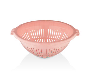 Petite passoire et passoire de cuisine en plastique rose pour la préparation des aliments - Product Image 1