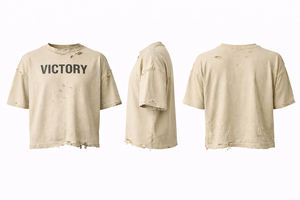 Camiseta de Gran Tamaño para Hombre, Estilo Urbano, Desgastada, Vintage, Rota, Corta, Holgada, con Efecto Desgastado - Product Image 6