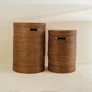 Woven Rattan <b>Box</b> Laundry Storage Basket with Lid Waste Bins Home Decor Clothes <b>Hamper</b> Lidded Baskets - Product Image 4