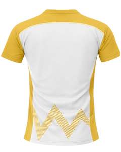 Custom White And Mustard Yellow Soccer Jersey Set Short Sleeve Breathable Polyester Football <b>Kit</b> With Matching Shorts For Men - Product Image 4
