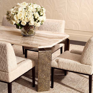 Bodega Rectangular Dining <b>Table</b> Set Minimalist Modern Design Metal and <b>Walnut</b> Wood Frame Assembled Extendable for Kitchen Use - Product Image 2