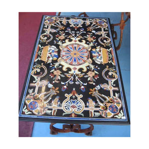 โต๊ะรับประทานอาหารหินอ่อนสีดำดีไซน์แฮนด์เมดพื้นผิวเรียบมันวาวโต๊ะรับประทานอาหารมือสองรูปทรงสี่เหลี่ยมผืนผ้าในโรงแรมและสำนักงาน - Product Image 1