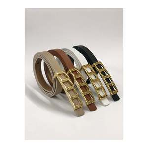 Offre spéciale 4 pièces : Ceinture basique pour femme, ceinture pour veste et ceinture pour robe avec boucle à chaîne fine - NOIR-BRUN-BEAIGE-BLANC - Product Image 5