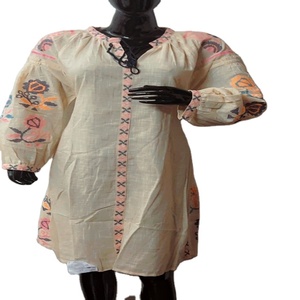 Vestido de playa holgado y transpirable de lino con estampado bohemio para mujer, elegante vestido retro Harajuku con cuello en V hasta la rodilla y manga larga - Product Image 1