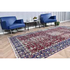 Alfombra Turca Grande, Alfombra Vintage de 5.2x8.6 pies, Alfombra de Lana con Puntos Rojos - Product Image 2