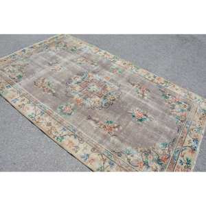 Classique Beige Vintage tapis turc 5.2X8.5 pieds à la main en peluche Pile Rectangle Patchwork laine bambou soie Latex pour adolescents - Product Image 4