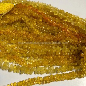 2mm 4mm saphir jaune naturel gouttes de larme à facettes perles de pierres précieuses Briolette brin chaîne fabrication de bijoux précieux perlé en ligne - Product Image 1