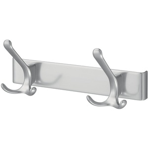 <b>Light</b> Aluminum Silver Anodized Hat Hook Rail 2 Hooks 96mm <b>Projection</b> 102mm Height - Product Image 1