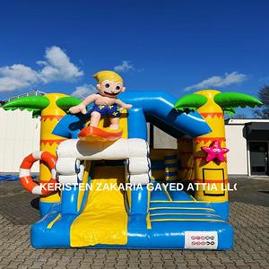 Castillo inflable de PVC comercial para surfear en verano, tobogán acuático combinado para fiestas infantiles en el patio trasero - Product Image 1