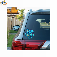Autocollant en vinyle personnalisé tortue de mer 5x5 pouces, écologique, résistant au soleil, pour vitres de voiture et décoration intérieure, impression numérique