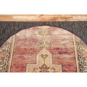 Alfombra turca, alfombra vintage de 2.6x2.6 pies, geométrica morada y verde con elementos florales. - Product Image 2