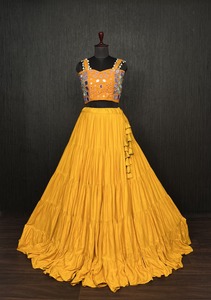 El último diseñador indio Lehenga Choli, elegancia tradicional hermosa y adorable con costuras de volantes estándar, ropa de fiesta elegante - Product Image 4