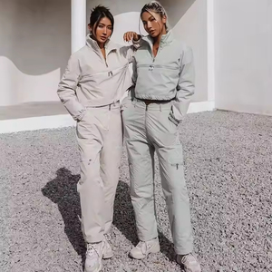 ชุดวอร์มสองชิ้นแบบสวมหัวมีฮู้ดซิปครึ่งท่อนสำหรับใส่วิ่งจ๊อกกิ้งเสื้อแจ็คเก็ตกันลม - Product Image 6