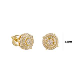 Pendientes de lujo con halo redondo y diseño de racimo de diamantes de moissanita pavé en plata de ley 925 chapada en rodio para unisex. - Product Image 5
