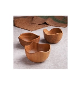 Lot de 4 bol en bois en forme de cœur de qualité de luxe bol de service de nourriture au design admirable pour centres de villégiature décoration de table bol en bois - Product Image 4