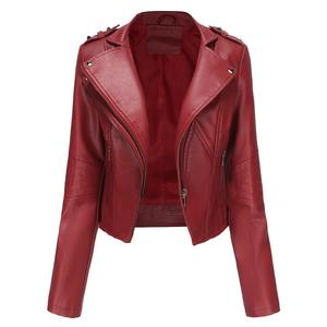 Abrigo de invierno para mujer con chaqueta de cuero estilo explosión Nuevas señoras Short Denim Lapel Outwear Fashion Trend Tops - Product Image 5