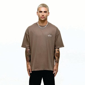 T-shirt personnalisé de haute qualité pour hommes à col montant grande taille 100% coton T-shirt blanc à épaules tombantes de luxe lourd pour hommes - Product Image 1