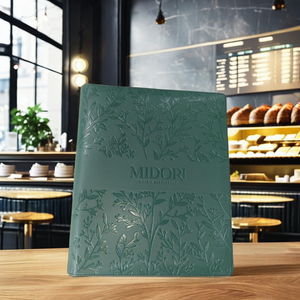 Carpeta de facturas de cuero genuino de diseño de lujo Logotipo de metal de alta calidad Cuero de grano de calidad superior India para hoteles Restaurantes - Product Image 1