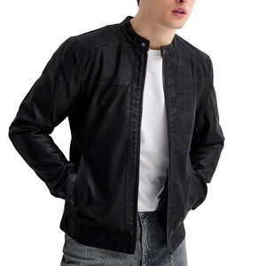 Nueva llegada de los hombres de alta calidad de cuero genuino soporte cremallera impermeable transpirable bicicleta moda chaqueta High Street estilo hecho - Product Image 3