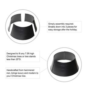Elegant black hammered iron tree <b>collar</b> Christmas decoration tree stand classy inspired decor for home new year Xmas party 2023 - Product Image 5