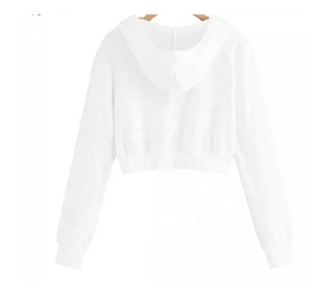 Wholesale Women's Cotton Hoodie Custom Embroidered Logo Breathable <b>Winter</b> Lined Crop <b>Top</b> Sport Hoodie Plain Cropped Design - Product Image 2