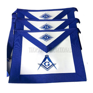 Delantal Masónico de Logia Regalia Azul, Bordado Hecho a Mano, Tela de Cuero, Cinta de Algodón para Masón, Costura de Punto de Cruz - Product Image 3