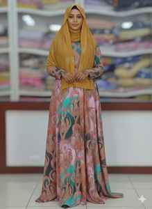 Vestido de Algodón Jacquard de Calidad Superior con Estampado Digital de Flores de Rosa para Niñas, para Ocasiones Especiales - Product Image 3