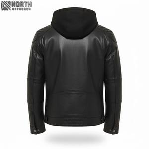 Oem 2025 Men's Solid Color Full Sleeve Leather Jacket With Embroidery Decoration <b>Racer</b> Bomber Jacket Custom - Product Image 2