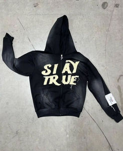 Survêtements en gros personnalisés, lavage à l'acide, grammage lourd, coupe droite, broderie usée, sweat-shirts et pantalons de survêtement - Product Image 3