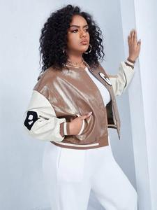 Blouson universitaire décontracté personnalisé pour femme 2026 avec poches, en cuir premium, style baseball, vente en gros - Product Image 2