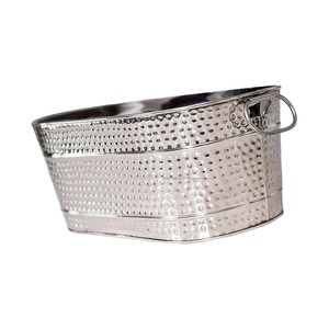 Cubo de hielo de acero inoxidable de diseño martillado con mango, capacidad de 5L, forma ovalada para fiesta, Artículos de bar y enfriador de vino para - Product Image 2