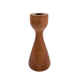 Ensemble décoratif de mariage de 3 bougeoirs en bois de manguier couleur noyer bougeoir de grande taille pour la décoration de la maison - Product Image 4