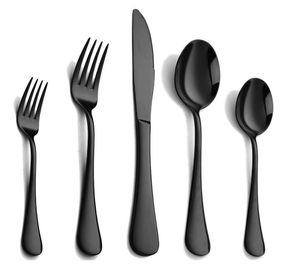 ชุดช้อนส้อมอินเดีย 5 ชิ้น สแตนเลส ไทเทเนียม สีดำ ชุดเครื่องครัวทันสมัย สวยงาม สำหรับร้านอาหารและบ้าน - Product Image 1