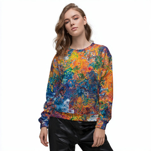 OEM impreso invierno Sudadera Mujer cuello redondo manga larga sublimación Sudadera Mujer Streetwear estampado sudaderas señoras - Product Image 3