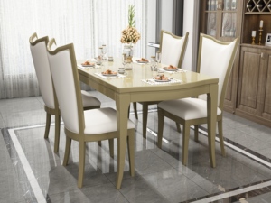 Ensemble de table à manger rectangulaire en bois moderne, design traditionnel pour la salle à manger, meubles de salle à manger, finition stable et élégante - Product Image 2