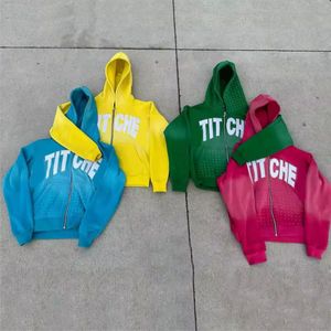 Custom Rhinestone Print Logo Manufacturer Vintage Zip up Heavyweight Distressed Acid <b>Wash</b> Sun Faded Hoodie - Product Image 2