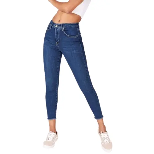 Precio barato de fábrica Fabricante Proveedor básico Slim Fit Jeans de mujer lavados ancho Mejor calidad logotipo personalizado color y diseños