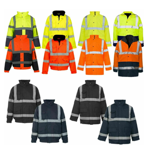 Sudaderas con capucha recortadas de colores mezclados con cremallera de poliéster Ropa de trabajo uniforme con logotipo personalizado y rayas reflectantes - Product Image 1