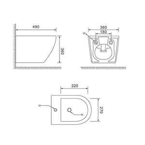 Ensemble de sanitaires minimalistes italiens en céramique noire mate Forl, deux pièces, à suspendre au mur, comprenant un siège de toilette - Product Image 5