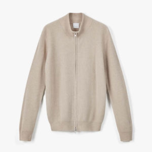 Vente en gros de pull à fermeture éclair pour hommes avec logo personnalisé Cardigan en tricot côtelé à col montant Pull en tricot d'automne minimaliste de luxe pour hommes - Product Image 2